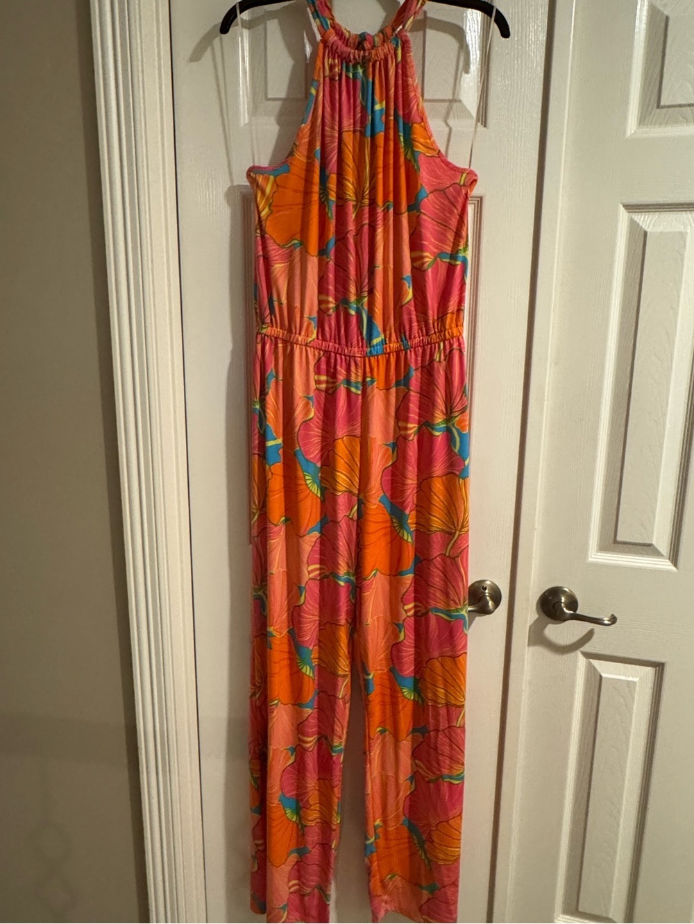 Trina Turk Orange Floral Halter Jumpsuit